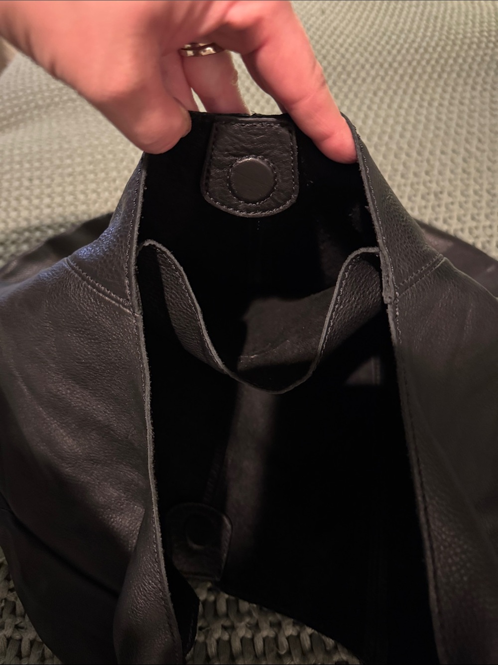 HOBO Large Black Leather Hobo with Gold Stud Accents - Picture 4 of 6